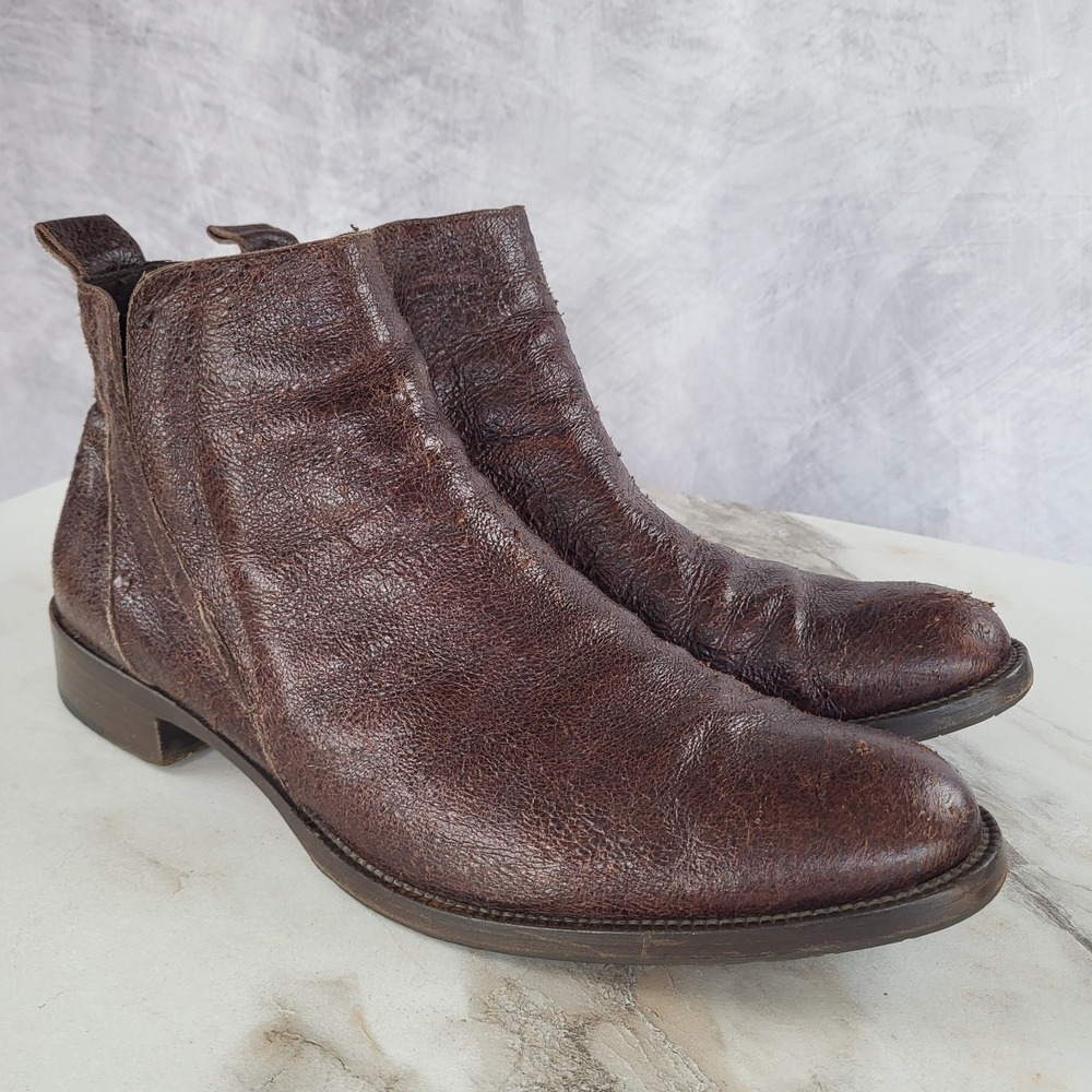Henry Beguelin Hand Crafted Distressed Elastic Pull On Ankle Boots Men's Size 45